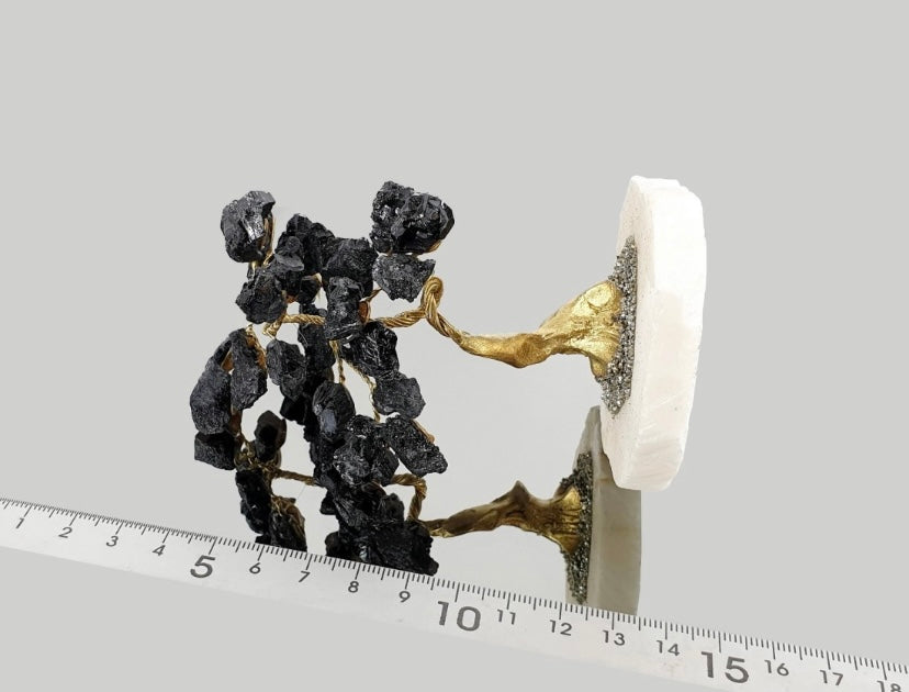 Árbol de Turmalina Negra con Base de Pirita – Protección y Energía de Tierra