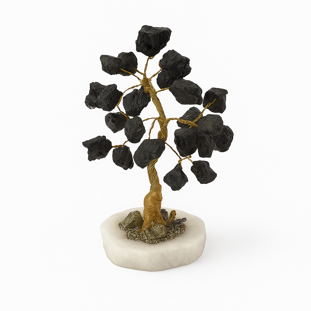 Árbol de Turmalina Negra con Base de Pirita – Protección y Energía de Tierra