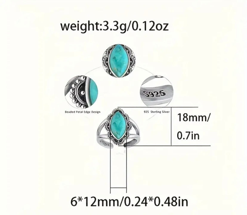 Anillo de Plata con Mineral Turquesa – Belleza y Energía Protectora