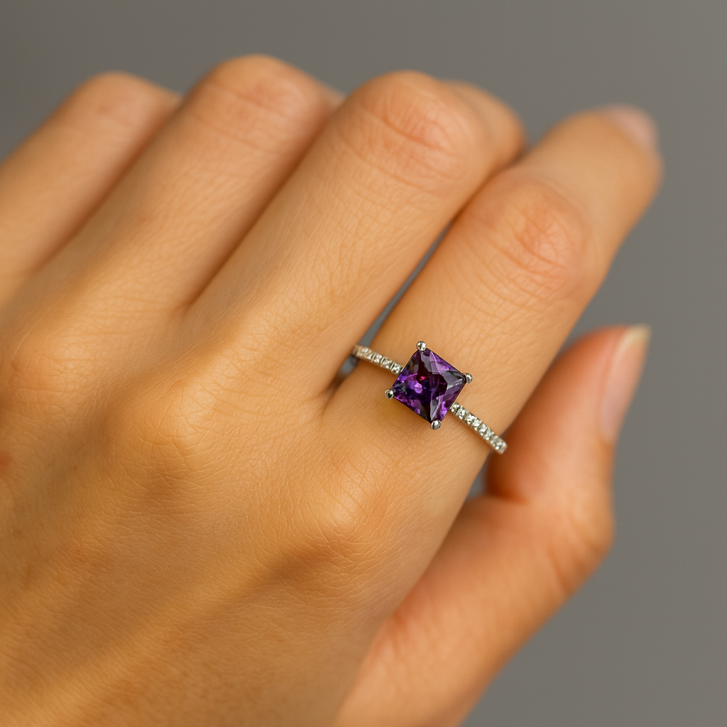 Anillo de Plata con Amatista – Intuición, Protección y Elegancia Espiritual