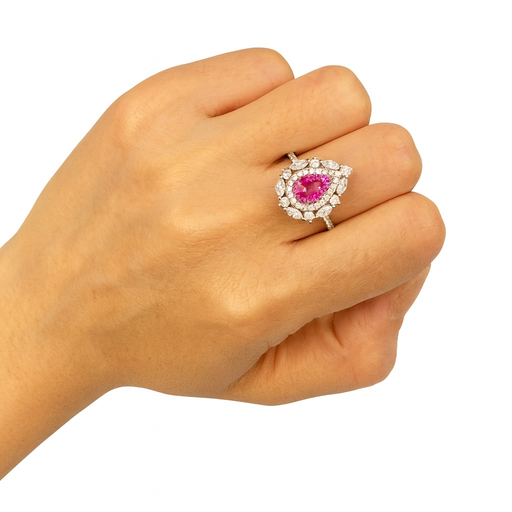 Anillo Gota rosa bañado en oro 18k