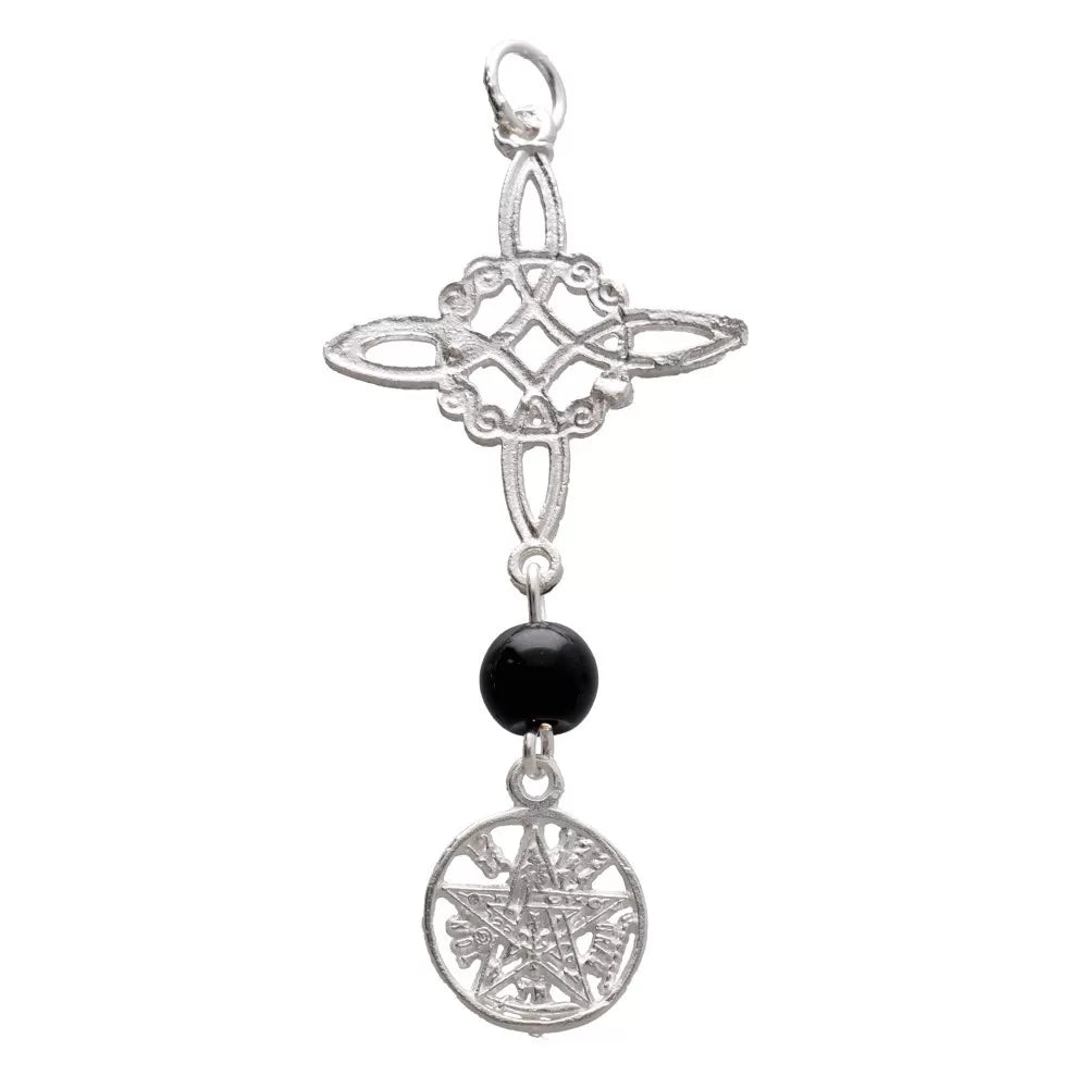 Colgante Doble Protección con Azabache en Plata de Ley 925